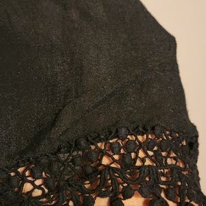 Black crop tank top with lace detail